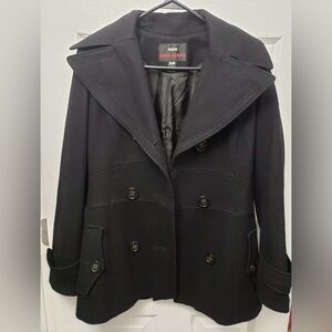 Miss Sixty M60 Wool Blend Pea Coat Womens S Black Double Breasted Button Winter